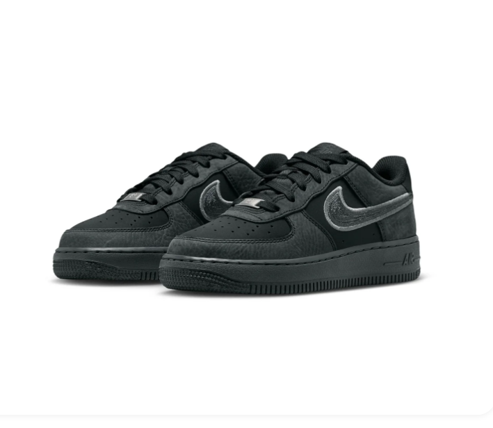 Nike Low-Top Sneakers – Black & Charcoal with Outlined Swoosh