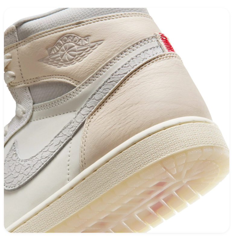 Air Jordan 1 High Sneakers - Cream & Light Gray with Red Accents
