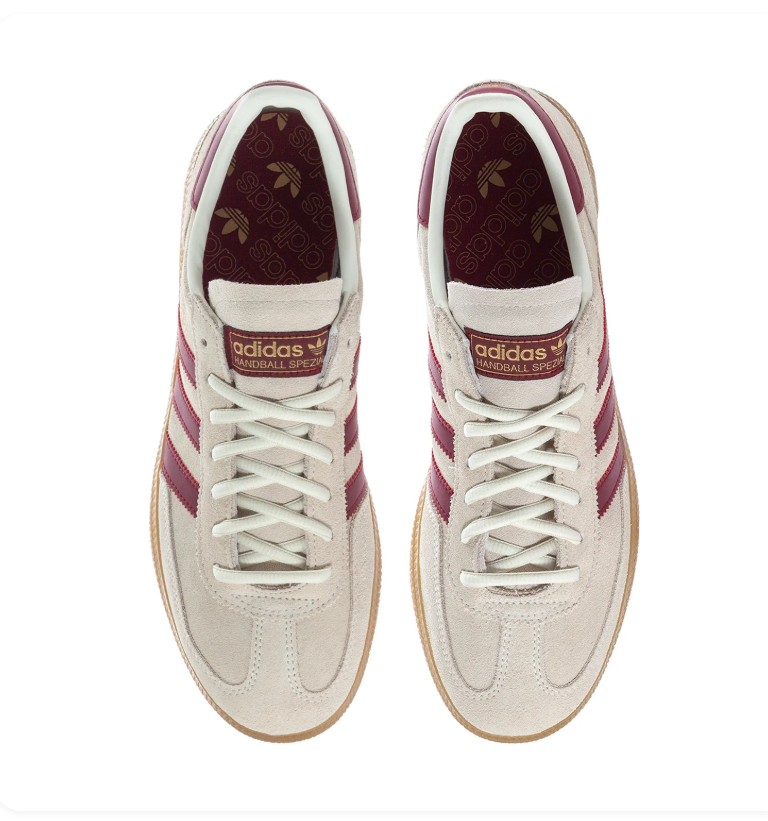 Adidas Handball Spezial Sneakers - Cream & Burgundy with Gum Sole
