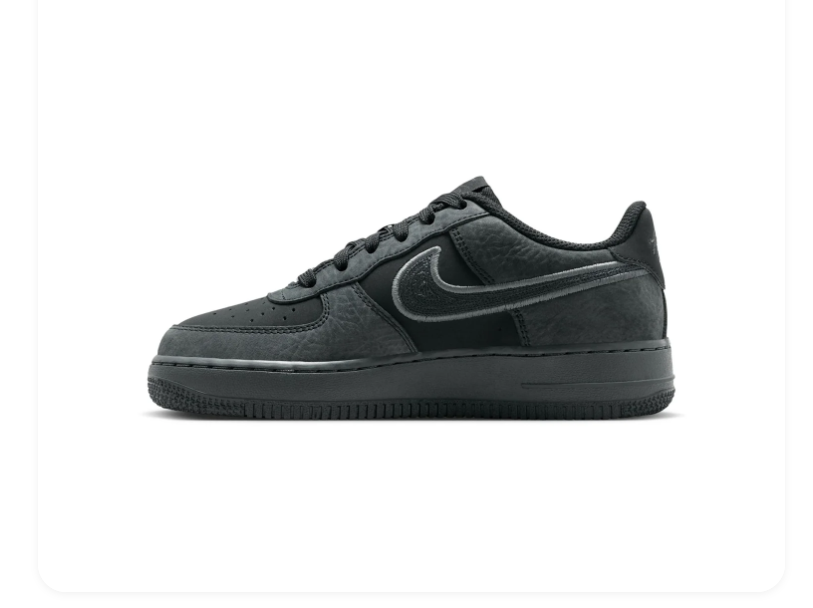 Nike Low-Top Sneakers – Black & Charcoal with Outlined Swoosh