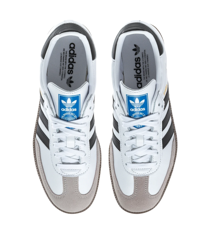 Adidas Samba Sneakers – White & Black with Grey Toe Overlay