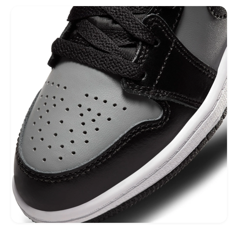 Air Jordan 1 Mid Sneakers - Black & Gray with Red Accents