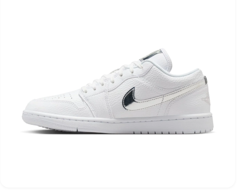 Air Jordan 1 Low Sneakers - White & Metallic Silver