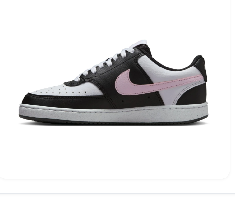 Nike Low-Top Sneakers – Black & White with Pink Swoosh