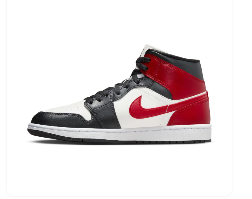 Air Jordan 1 Mid Sneakers - Red, Black & White