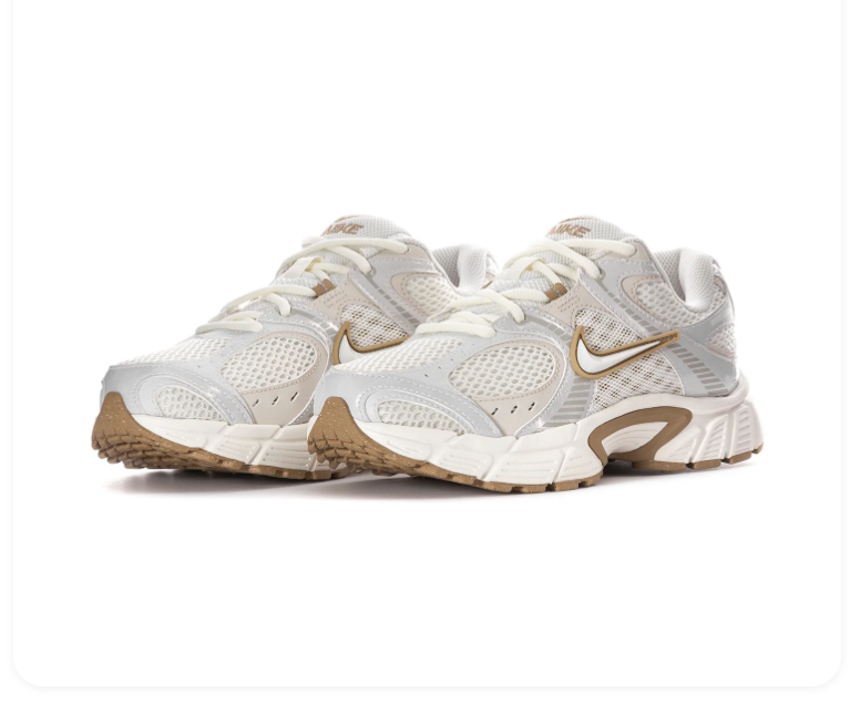 Nike Sneakers – White & Light Grey with Gold-Toned Accents