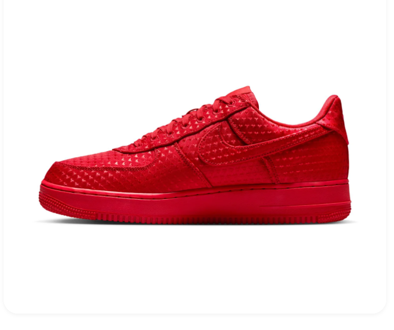 Nike Air Force 1 Low Sneakers – All Red with Textured Details