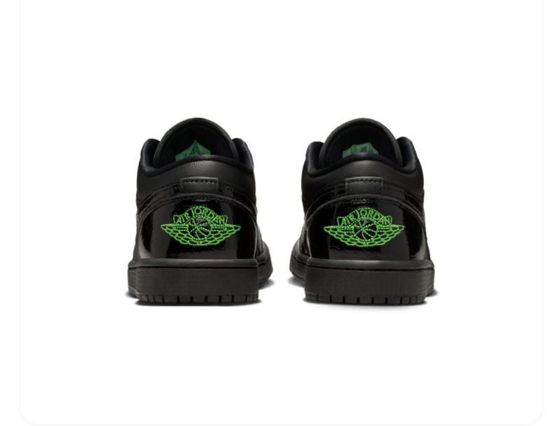 Air Jordan 1 Low Sneakers - Black with Bright Green Accents
