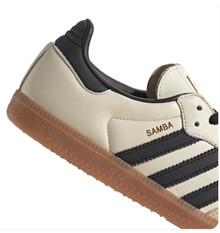 Adidas Samba Sneakers – Cream & Black with Gum-Colored Sole