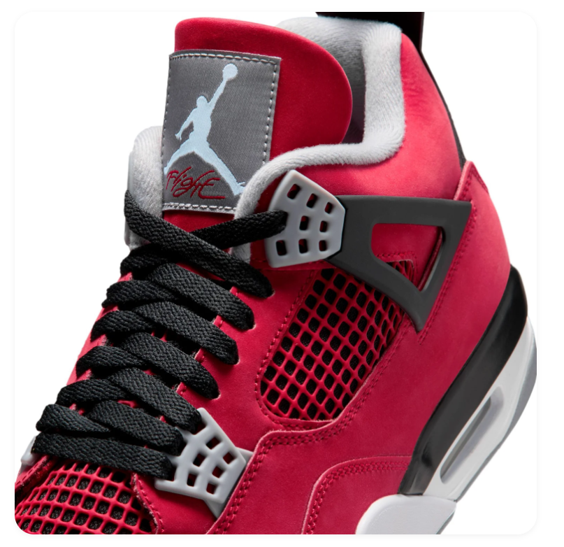 Air Jordan 4 Sneakers - Red, Black & Gray