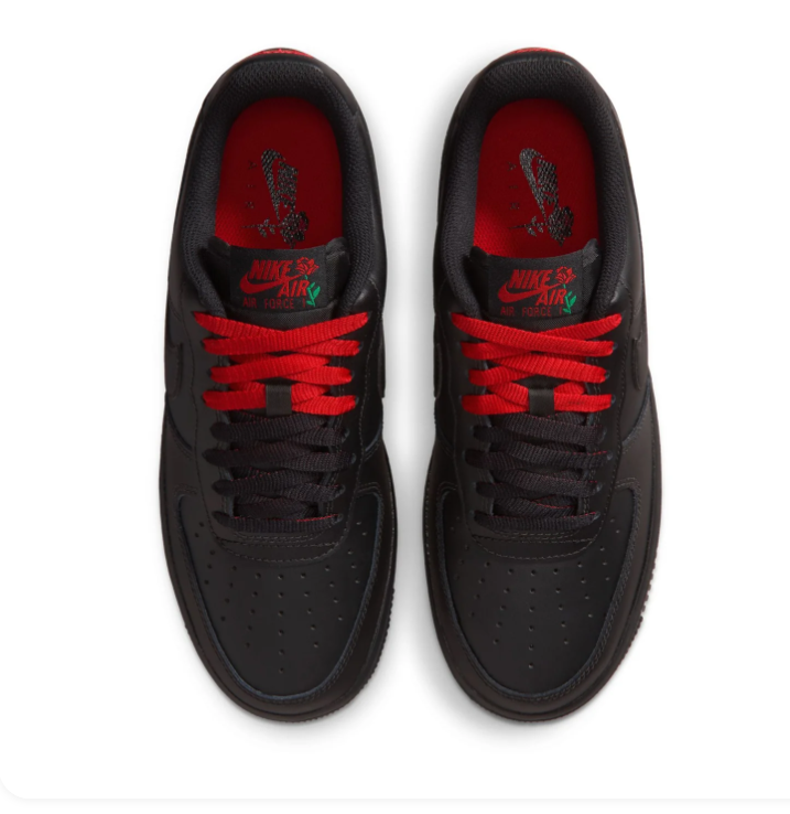 Nike Air Force 1 Low Sneakers – Black with Rose Details