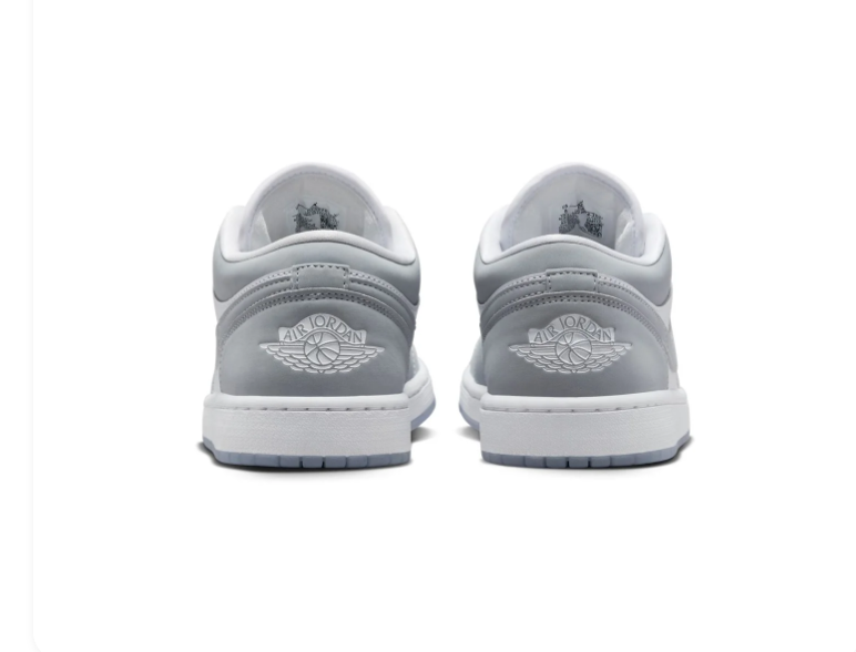 Air Jordan 1 Low Sneakers - Light Gray & White with Icy Sole