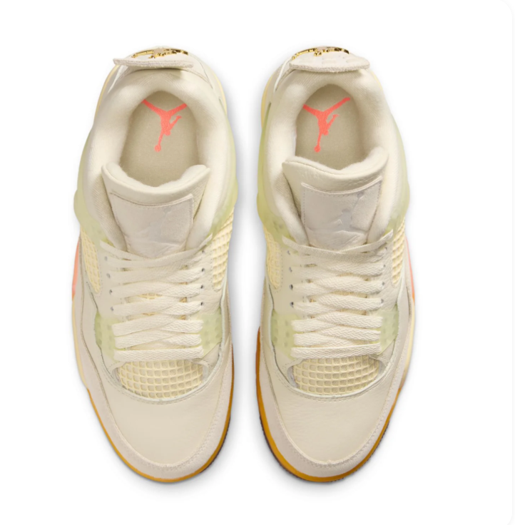 Air Jordan 4 Sneakers - Cream with Orange & Peach Accents