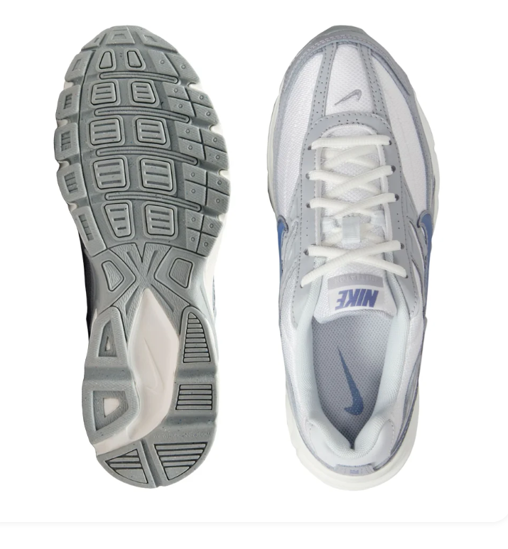 Nike Sneakers – White & Silver Grey with Blue Swoosh