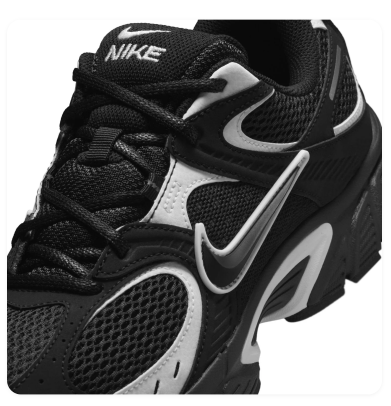 Nike Sneakers – Black & Silver Grey with Layered Mesh Upper