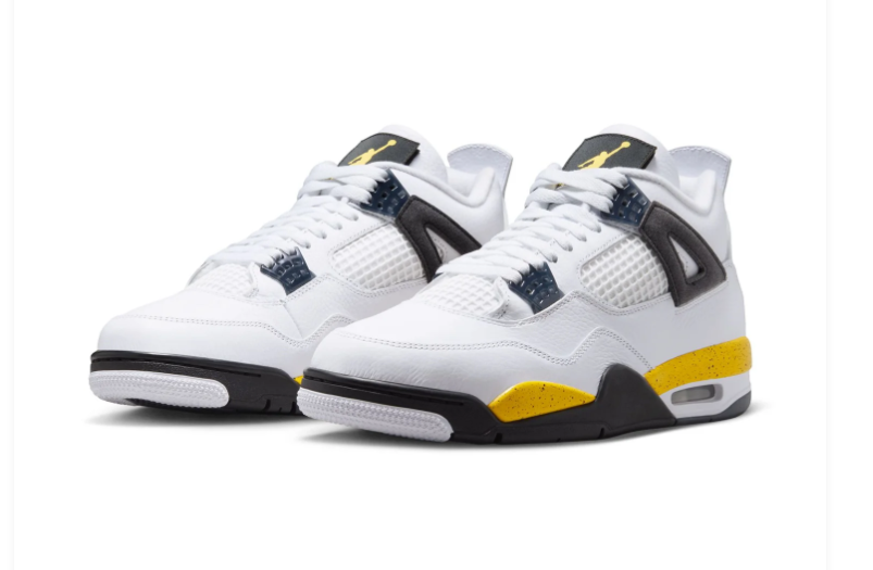 Air Jordan 4 Sneakers - White, Black & Yellow