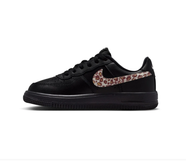 Nike Low-Top Sneakers – Black with Leopard-Print Swoosh