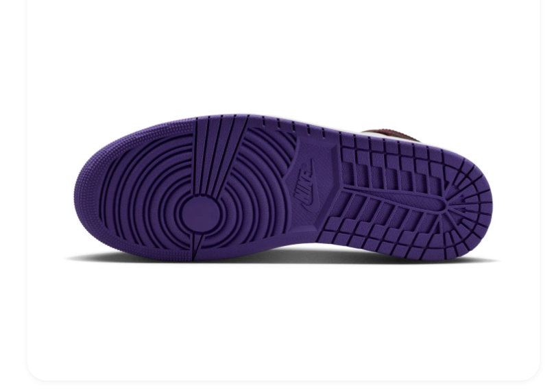 Air Jordan 1 Mid Sneakers - Gold Yellow, Burgundy & Purple