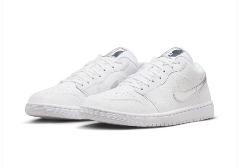 Air Jordan 1 Low Sneakers - White & Metallic Silver