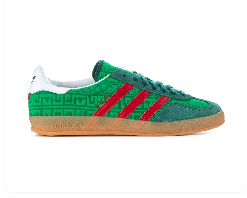 Adidas Low-Top Sneakers - Patterned Green & Red with Gum Sole