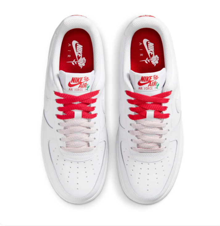 Nike Air Force 1 Low Sneakers – White with Rose Details