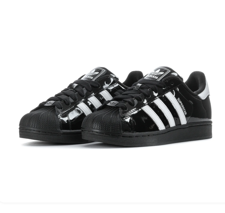 Adidas Superstar Shell-Toe Sneakers - Glossy Black & White