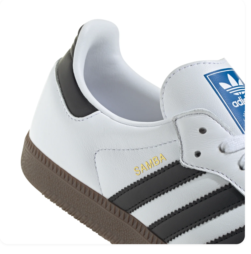 Adidas Samba Sneakers – White & Black with Grey Toe Overlay