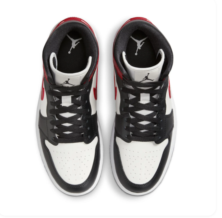 Air Jordan 1 Mid Sneakers - Red, Black & White