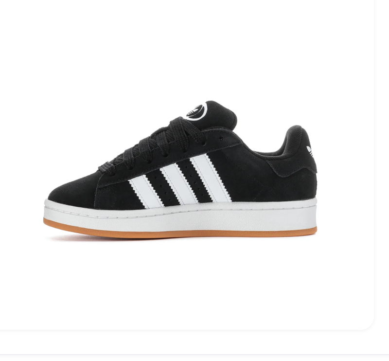 Adidas Campus Sneakers – Black & White with Gum-Colored Sole