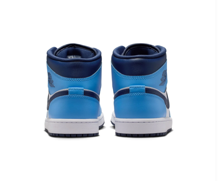 Air Jordan 1 Mid Sneakers - Sky Blue, White & Navy