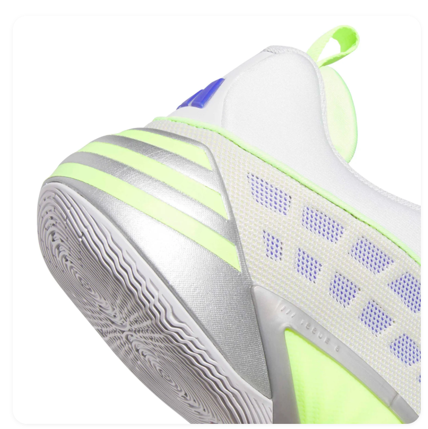 Adidas Athletic Sneakers - Light Gray & Neon Green with Purple Accents