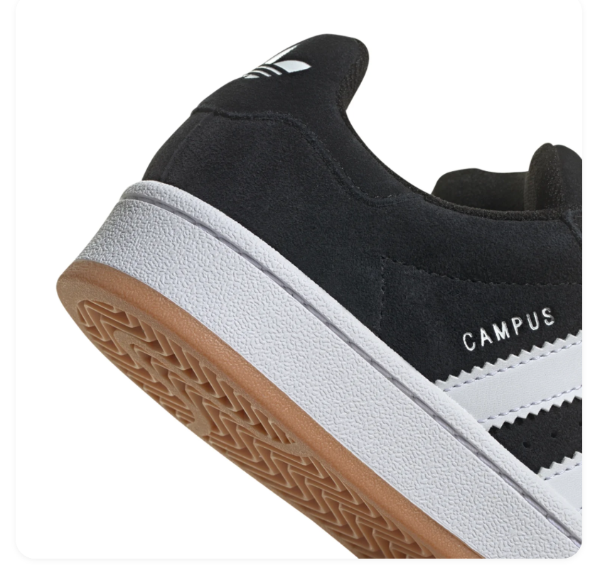 Adidas Campus Sneakers – Black & White with Gum-Colored Sole