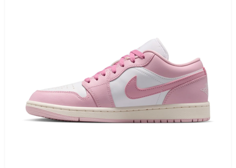 Air Jordan 1 Low Sneakers - Pink & White with Cream Midsole