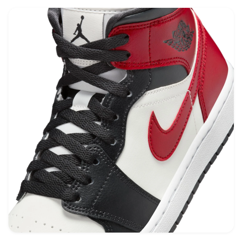 Air Jordan 1 Mid Sneakers - Red, Black & White