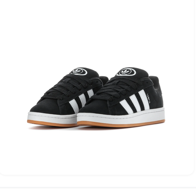 Adidas Campus Sneakers – Black & White with Gum-Colored Sole