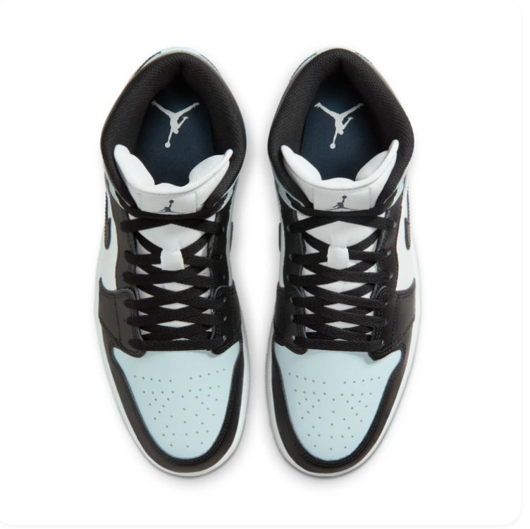 Air Jordan 1 Mid Sneakers - Ice Blue, Black & White