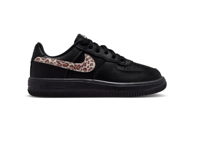 Nike Low-Top Sneakers – Black with Leopard-Print Swoosh
