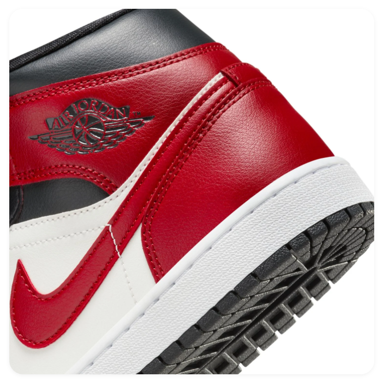 Air Jordan 1 Mid Sneakers - Red, Black & White