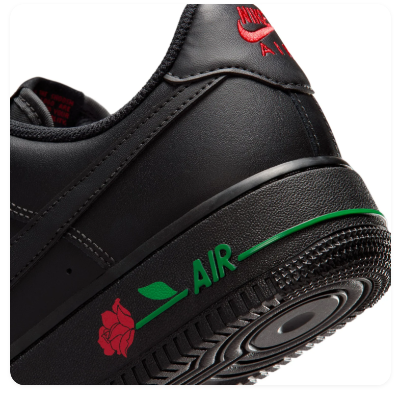 Nike Air Force 1 Low Sneakers – Black with Rose Details