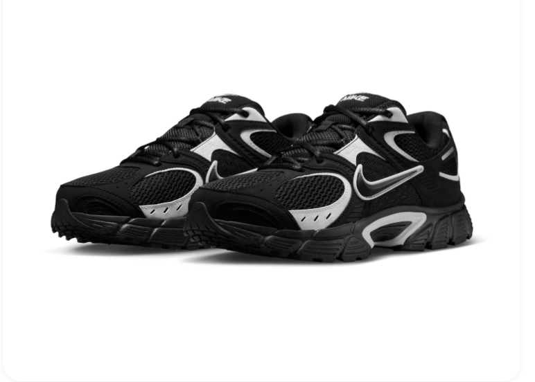 Nike Sneakers – Black & Silver Grey with Layered Mesh Upper