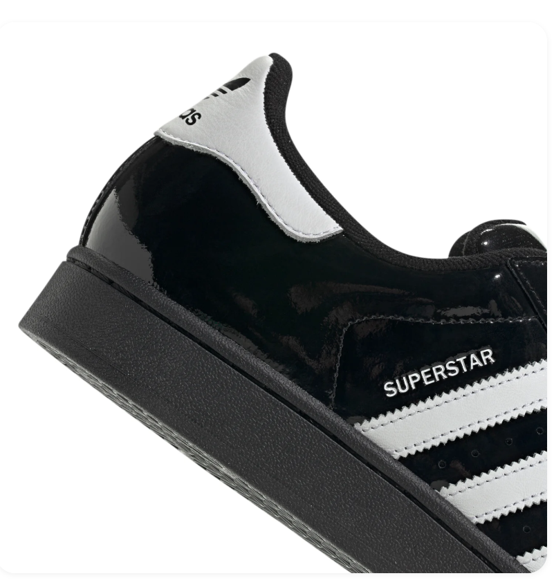 Adidas Superstar Shell-Toe Sneakers - Glossy Black & White