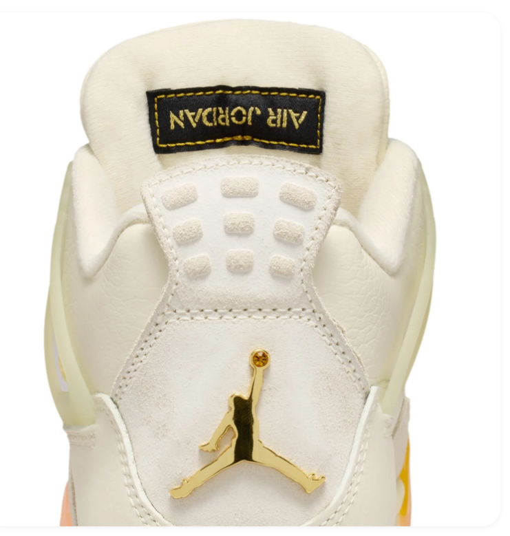 Air Jordan 4 Sneakers - Cream with Orange & Peach Accents