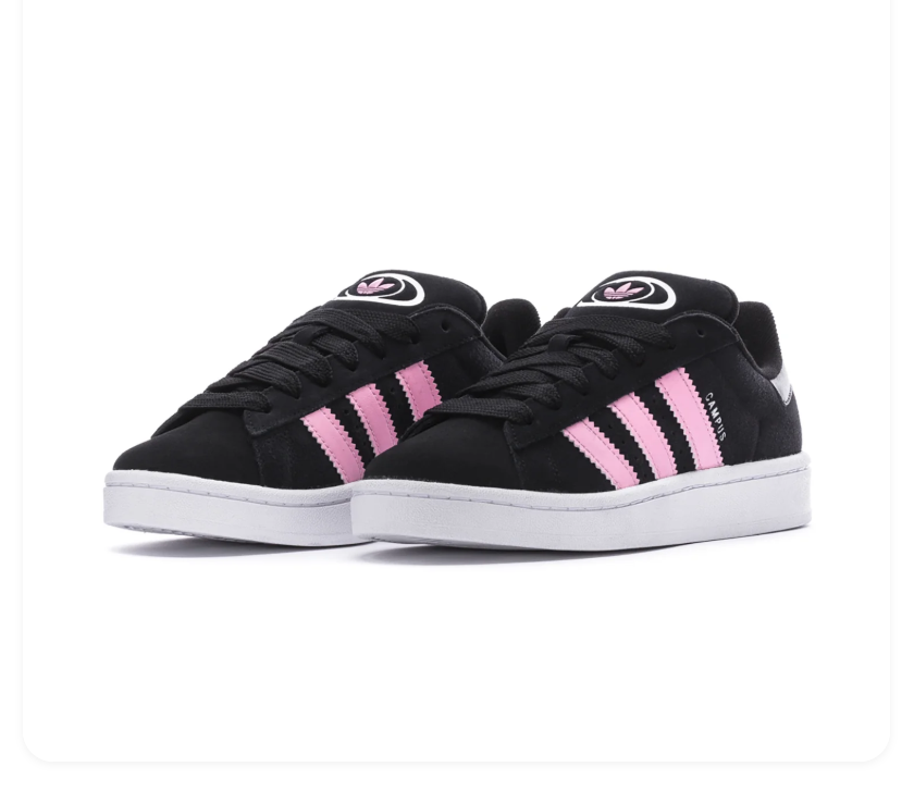Adidas Campus Low-Top Sneakers - Black & Pink with White Sole