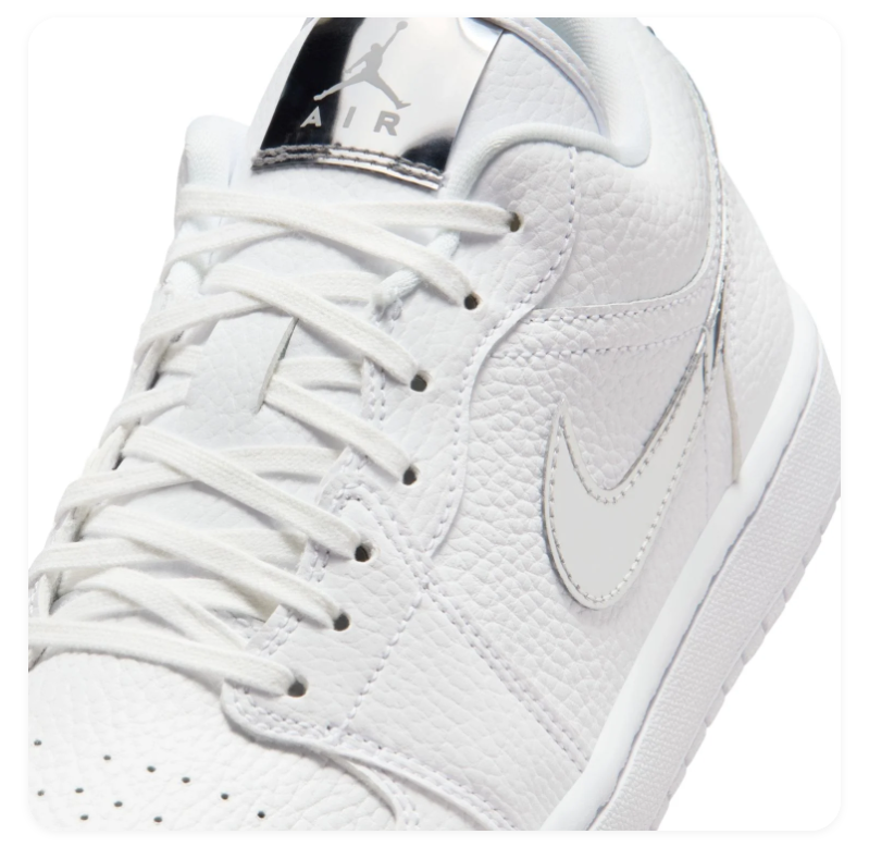 Air Jordan 1 Low Sneakers - White & Metallic Silver