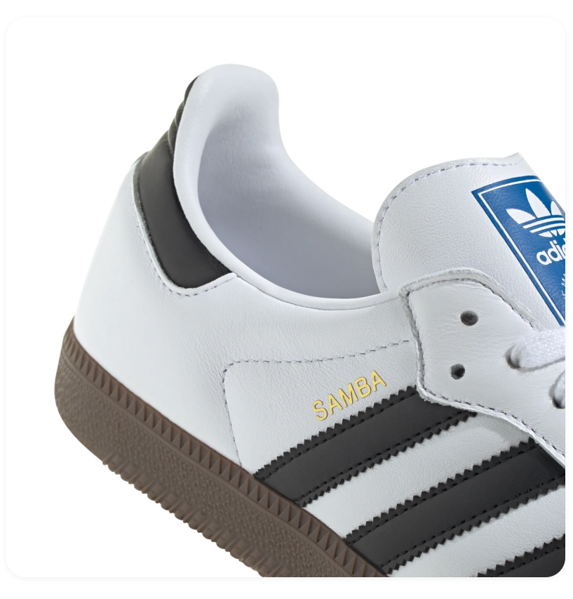 Adidas Samba Sneakers – White & Black with Grey Toe Overlay