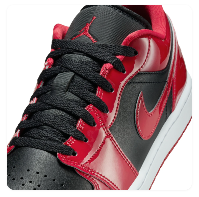 Air Jordan 1 Low Sneakers - Glossy Red & Black