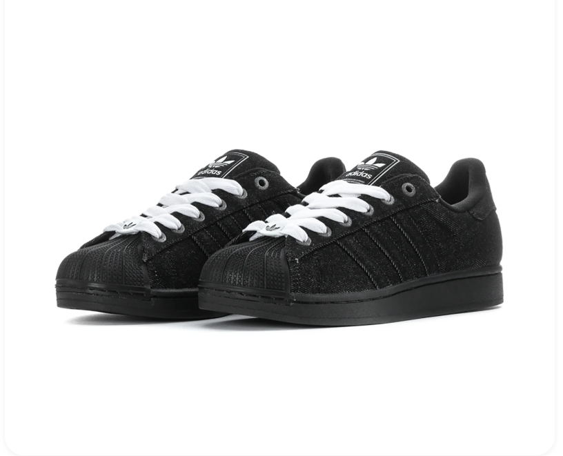 Adidas Shell-Toe Low-Top Sneakers - Black with White Laces