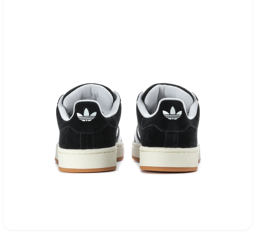 Adidas Campus Sneakers – Black & White with Wide White Laces