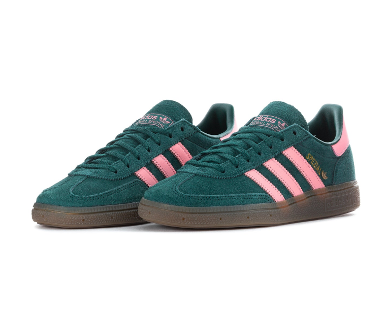 Adidas Handball Spezial Sneakers - Dark Green & Pink with Gum Sole