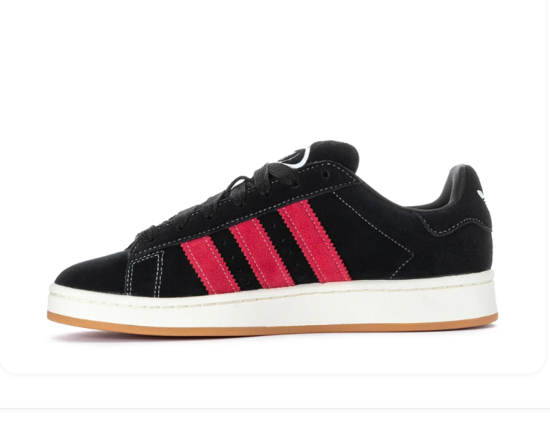 Adidas Campus Sneakers – Black & Red with Gum-Colored Sole